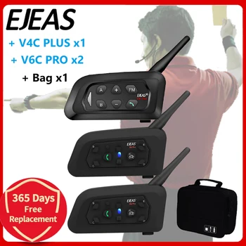 EJEAS V4C PLUS +V6C PROx2 Nogometni 3 Sodnik Interkom Slušalke 1200M Nogomet dvosmerno komunikacijo Bluetooth Konferenca Interfonski +Torbica