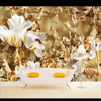 wellyu steno papirjev doma dekor ozadje po Meri Woodcarving lotus TV ozadju stene papier peint ozadja za dnevno sobo