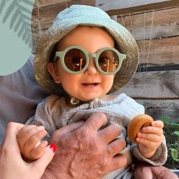 Baby Otrok Modna Sončna Očala Soloid Barve Na Prostem Plaži Krog Okvir Otroci Sončna Očala Zaščito Baby Girl Boy Očala