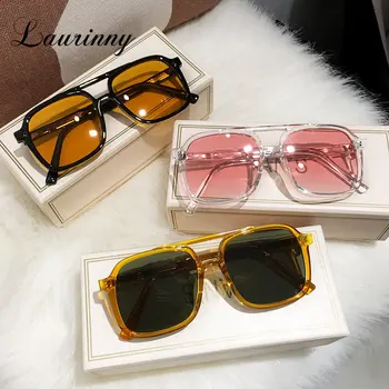 Retro Dvojno Mostov ženska sončna Očala Velik Okvir Luksuzni Oblikovalec Elegantna sončna Očala Ženski UV400 Ženske Trending Očala