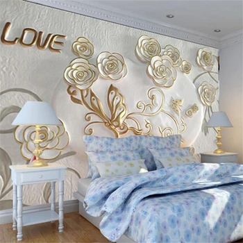 beibehang ozadje po Meri 3d sodobno minimalistično de papel parede reliefni rose metulj zidana TV ozadju dekorativno slikarstvo