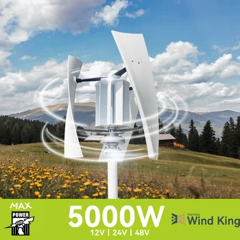 【Večjo Močjo,】 Windking 5000W Max Vertikalne Vetrne Turbine，3 Rezila 5000W Največ，Visoko Učinkovitost Vetrnica Z Hibridni Solarni Sistem