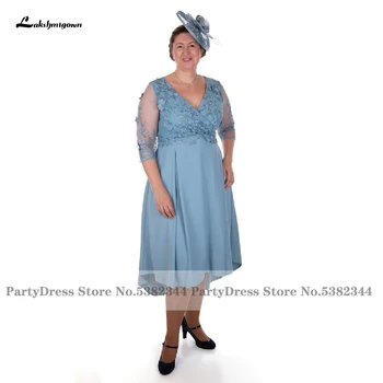 Lakshmigown Plus Velikost Mati Neveste/Ženina, Obleke za Poroko 2020 Letnik Ženske Svilnato Saten Modra Večer Stranka Obleko