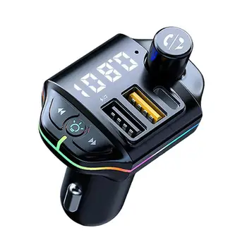 Avto Bluetooths5.0 Polnilnik FM Oddajnik Močnejši Dvojno Mics Globok Bas Zvok Modri zob Adapter Pisane Okolja MP3 Predvajalnik Glasbe