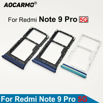 Aocarmo Za Xiaomi Redmi Opomba 9 Pro 5G Zelena Modra Siva Kartice Sim Pladenj SIM Reže Imetnik Nadomestni Deli