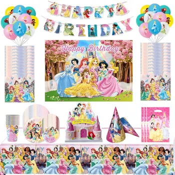 Nove Disney Šest Princesa sneguljčica Otrok Rojstni dan Dobave Papirja, namizni Pribor Pokal Ploščo Napkin Baby Tuš DIY Stranka Dekoracijo