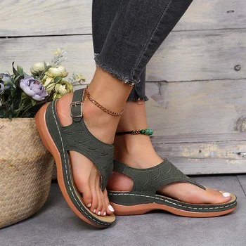 Sandalias de Punta abierta par mujer, zapatos transpirables con plataforma, ligeros, de talla grande, a la moda, par verano