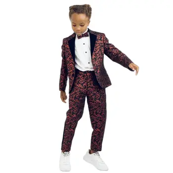 Otrok je Klasični Tisk Obleko Slim Fit Set/Jopič Hlače 2 Kos Formalno Rojstni Fantje Obleko Otroci Stranka Uspešnosti Kostum