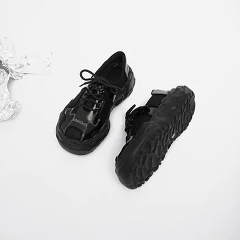 2023 Čevlji za Ženske Loafers Ženske Debel Edini Slip za Stanovanja Creepers Usnje Platforma Čevlji Priložnostne Sponke za Čevlje Zapatos De Mujer