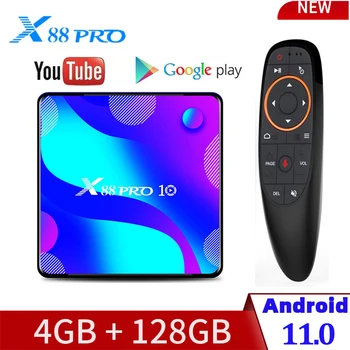 2022 X88 PRO 10 Smart TV Box Android 11.0 4 GB, 64 GB Rockchip RK3318 5G Wifi 4K Google Igralec Trgovina Youtube Set Top Box