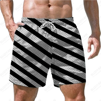 Vroče prodaja moške hlače plaža hlače poleti leta 2023, diagonalna črta 3D tiskanih Hawaiian beach slog priložnostne Hlače moški