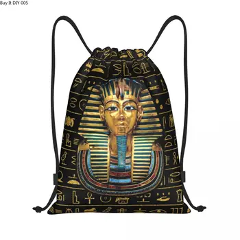 Stari Zlato Faraonov v Egiptu King Tut Vrvico Nahrbtnik Šport Telovadba Torba za Ženske, Moške, Egipčanski Hieroglifi Nakupovanje Sackpack