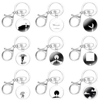 Risanka Moda Kreativna Zasnova KPOP RM Mono Keychains Ročno izdelanih Steklenih Chrysoprase Zlitine, obeski za ključe