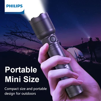 Philips Prenosna Svetilka 550 Lumnov Polnilna LED Svetilke z Aluminij Zlitine Material za samoobrambe Kampiranje, Pohodništvo