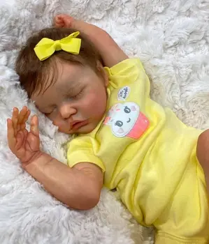 NPK 45 CM rodi otroka, novorojenčka lutka TwinB sweet baby dekle v rumeni obleki pravi mehko dotikajte zbirateljske umetnosti lutka Božično Darilo