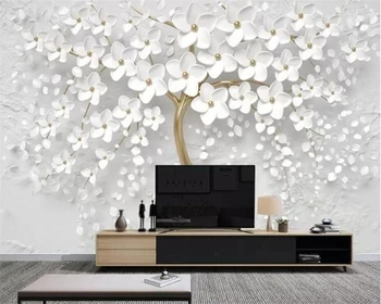 beibehang po Meri sodobnih modnih dekoracijo pobarvane belo drevo, dnevna soba, TV ozadju de papel parede ozadje