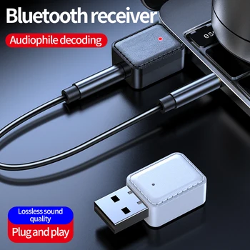 Avto Bluetooth Sprejemnik 5.0 Adapter 3.5 mm AUX Vtičnice Za Avto Zvočniki Audio Glasbeni Sprejemnik Mic Prostoročno Klicanje HiFi Eden Ključnih Bas