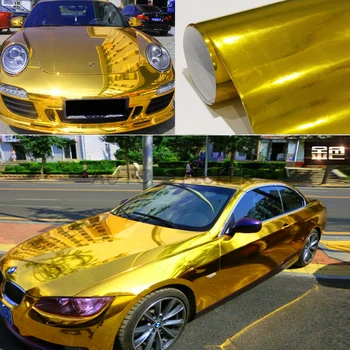 Najbolje Prodajan Stretch Chrome Zlati Prilagodljiv Ogledalo Chrome Zlato Vinil Car Body Wrap Za Avto Zavijanje 5 m X 65ft/Roll