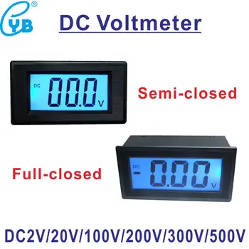 YB5135D DC Voltmeter LCD-Tri-Žična Digitalni Voltmeter DC Napetost Merilnika Modro Osvetljen Pol-zaprti Volt Plošči Merilnik, Merilnik Voltmetro