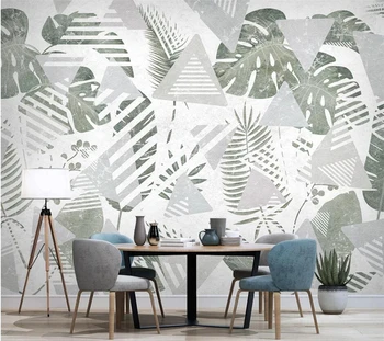 beibehang ozadje po Meri 3D Nordijska tropske rastline, listi geometrijske linije TV ozadju stensko slikarstvo dnevna soba dekorativni