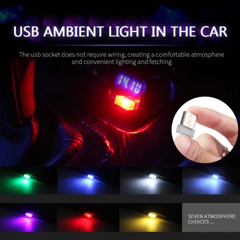 2pcs Nova USB Mini Avto Luči LED Avto Notranje Vzdušje 20*15*8 mm Luči LED Sobne Okrasne Žarnice za Avto-styling Luči