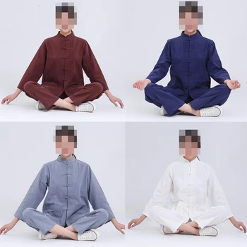 Unisex 7color Modra/Kava/Black Polno Bombaž Visoke Kakovosti Postaviti Budistični Tang Obleke Buda Uniforme Zen meditacija Kungfu oblačila