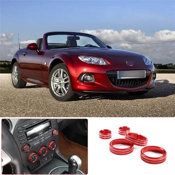 Klimatska Naprava Glasnosti Gumb za Kritje Trim Obroč Dekorativni Aluminij Zlitine za Mazda MX-5 2009-2015 Pribor (Rdeča)