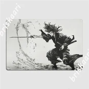 Vgabaond Miyamoto Musashi Kovinski Znak Steno Objave Steno Oblikovanje Plošče Tin Prijavite Plakat
