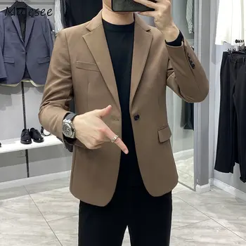 Blazer Moški Outwear Pomlad Korejski Trendovski Slog Priložnostne Svoboden Lep Različnih Barv Poslovna Dnevna Oblačila Harajuku Trdna Preprosta