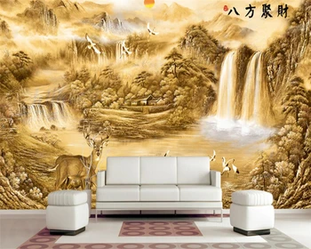 Beibehang po Meri velikih fotografij stene papirja zlato krajinskega slikarstva zdaj družina spalnica, dnevna soba dekoracijo freske 3D ozadje