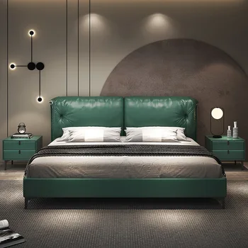 Italijansko sodobno minimalistično usnje dvojno posteljo 1,8 m master spalnica svetlobe majhen družinski razkošje mehko posteljo Nordijska papir umetnost
