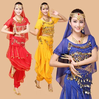 Nova Plus Velikost 4pcs Nastavite Ples Trebuh Kostum Bollywood Kostum Indijski Obleko Bellydance Obleka Ženska Ples Trebuh Kostum Določa