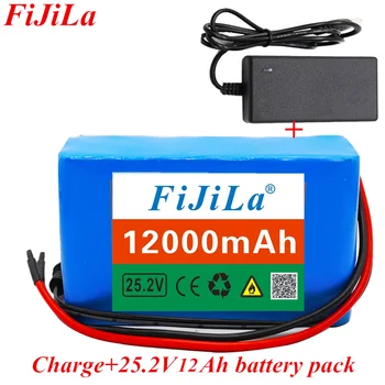 Batterie litij-ionska 6s2p 24V, 18650 ah, 25.2 mAh, 12000mAh, avec BMS intégré et chargeur inclus