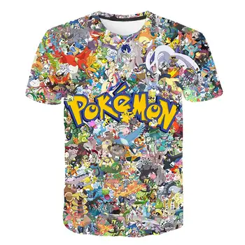Novo otrok Pokemon T-shirt kratek sleeved krog vratu kul fantje in dekleta modni udobno vrhovi 4-14 let street style