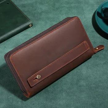 zippered pravega usnja poslovnih torbici,Dolgo denarnice, cowhide denarnice, zgrabi torbo, za kartico sim mobilni telefon vrečko