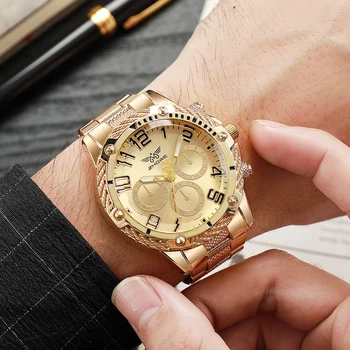 Luksuzne Blagovne Znamke Moških Zlati Jekla Watch 2023 Moda Priložnostne Poslovnih Quartz Ura Analogni Moški Vojaške Ročno Uro Relogio Masculino