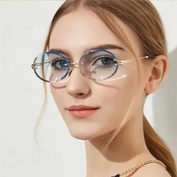 DYTYMJ Rimless Okrogla sončna Očala Ženske Luksuzni Oblikovalec sončna Očala za Ženske Visoke Kakovosti Gradient sončna Očala Ženske Gafas De Sol
