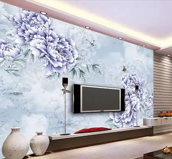 Kitajski slog sanjsko ročno poslikano rose peony ozadju stensko slikarstvo doma dekoracijo dnevne sobe, spalnice po Meri, 3d ozadje