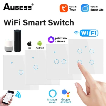 Wifi Zid Plošča Za Alexa In Google Doma Smart Touch Stikalo Smart Life Aplikacijo Smart Avtomatizacijo Doma Nevtralno Žice Stikalo Tuya