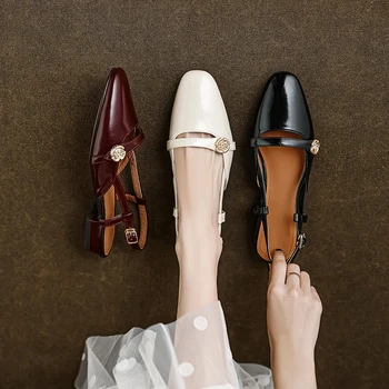 2023 nove Ženske sandale naravnega usnja 22-25 cm cowhide+ovčje kože+iz svinjskega sponke Mary Jane sandale, ki modne ženske poletni čevlji