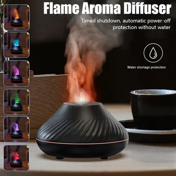 Plamen Aromo Difuzor Zraka Vlažilnik Doma Ultrazvočno Megle Maker Fogger Eterično Olje Difusor Z LED Barva Plamena Lučka Čistilec