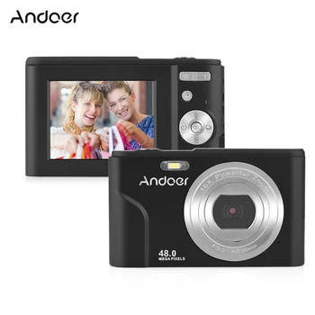 Andoer 1080P/2.7 K Digitalni Fotoaparat 48MP 2,4-palčni Zaslon IPS 16X Povečava AF Samosprožilec, Zaznavanje Obraza Anti-tresenje z 2pcs Baterije