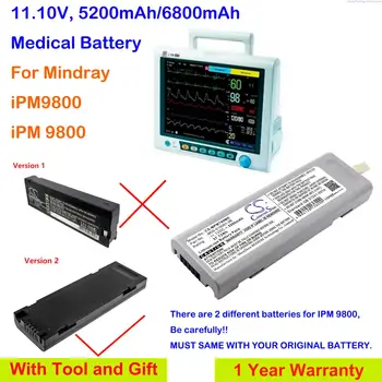  5200mAh/6800mAh Baterija za Mindray iPM9800, iPM 9800, Obstajata 2 različni baterije za IPM 9800, je Treba skrbno!!