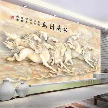 beibehang ozadje po Meri 3d freske nesramna osem konj marmornati relief stene, dnevna soba, spalnica restavracija 3d ozadje