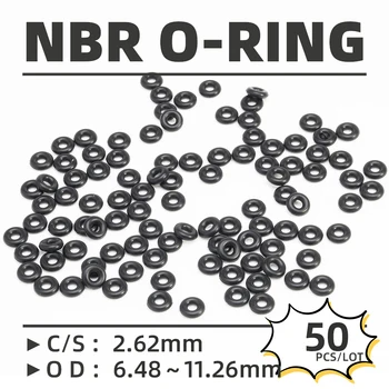 50PCS/Veliko Gume Black NBR CS 2.62 mm OD 6.48/7.3/8.08/8.87/9.66/10.47/11.26 mm O Ring Tesnilom Olju Nepremočljiva