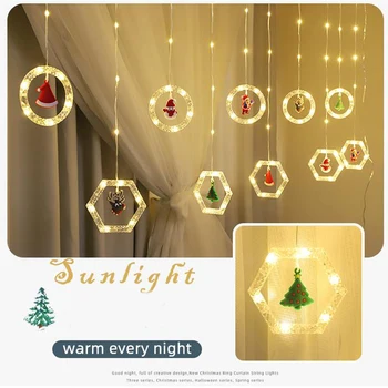 3m LED Garland Zavese Luči Pravljice Niz toplo bela USB Božič Lučka Božič Santa Dekoracijo Za Dom Spalnica Okno
