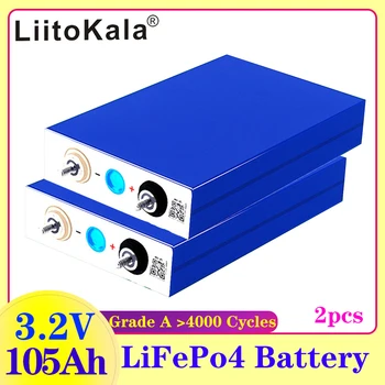2PCS LiitoKala visoka zmogljivost Globoko cikel Lifepo4 3.2 V 105Ah Baterijo 12v 24v 48V Li-ion Baterije za ponovno Polnjenje Baterijskega Paketa