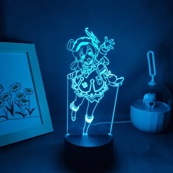 Genshin Učinka Igre Slika Klee 3D Lava Svetilka Led RGB Baterije Nočne Luči Kul Darilo Za Prijatelja, Spalnica Tabela Barvita Dekoracija