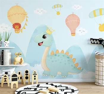 Ozadje po meri sodobne minimalistične ročno poslikano dinozaver vroč zrak balon, otroška soba dekle spalnica dekoracijo 3d ozadje
