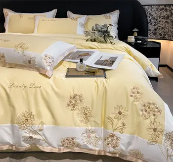 Sodobna pastorala cvet posteljnina nabor dekle,polno kraljica kralj elegantna vezenina bombaž domačega tekstilnega posteljo stanja vzglavnik odeja pokrov